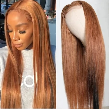 Rosahair Trendiest Highlight Ginger Brown 8 # Color largo mano recta atada la pieza de encaje Wig Virgin Human Hair Pelucas